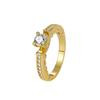 R0356 Anillo Geométrico de Cuatro Garras con Circonita de Lujo Ligero Europeo y Americano para Mujer Transfronterizo Nuevo Latón Chapado en Oro Anillo Sencillo Versátil