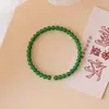 Loja de Fábrica Ágata Verde Autêntica Contas Douradas Pulseira da Sorte 6mm Presente para Namorada Pode Ser Enviado em Nome de Outros