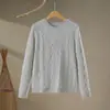 Suéter de Jacquard de Caxemira Novo para Outono e Inverno Feminino Gola Redonda Moda Versátil Casual Tricô Grosso Suéter Feminino Confortável e Amigável à Pele