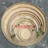 Criba redonda de bambú con agujeros para secado doméstico de productos secos, estante de bambú para restaurante de hot pot para colocar platos, criba redonda hueca de bambú sin agujeros