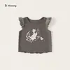 Ropa Infantil Bangxuan Tops para Niñas Manga Acampanada de Encaje Camiseta para Niños Pequeños Chaleco sin Mangas Infantil Estampado de Ardilla Ropa de Verano