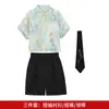 Conjunto de Camisa de Manga Corta Floral Delgada de Verano para Niños, Atuendo de Rendimiento Informal Elegante Estilo Coreano de Moda para Niños