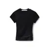 Nueva Camiseta de Manga Corta con Capas de Color Sólido y Cuello Redondo, Ajustada, de Algodón, Nueva Tendencia de Nicho Primavera/Verano 2026 para Mujer