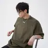 Camiseta Informal de Manga Corta Pesada de Marca de Moda Primaveral para Hombre y Mujer, Retro Americano, Gamuza Bordada