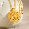 Colgante Jufu Sifang Calado de Oro de Arena Vietnamita de Larga Duración con Incrustaciones de Diamantes, Collar de Disco de Filamento Estilo Nuevo Chino, Cadena para Clavícula