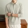 Camisa Polo de manga comprida outono e inverno transfronteiriça para homens, camiseta gola alta antibacteriana de alta elasticidade, cor sólida casual em estoque