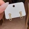 Estilo Coreano Nuevos Creativos Exquisitos Pendientes de Cremallera Micro-Pavé Trendy Ins Lujo Ligero Nicho Versátiles Accesorios para Pendientes de Temperamento Venta al por Mayor