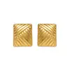 Joyería Geométrica Dazan Moda Europea y Americana Acero de Titanio Electrochapado en Oro Real de 18 Quilates Elegantes Pendientes Cuadrados con Contraste Dorado y Plateado Estilo Ol