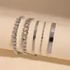 Pulsera Europea y Americana con Forma de Serpiente Incrustada de Diamantes Metálicos Juego de Cinco Piezas Pulsera de Moda Versátil Joyería de Lujo Ligero de Alta Gama para Mujeres