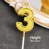 Pacote com 50 Velas Douradas com Números para Decoração de Bolo de Aniversário, Enfeites para Mesa de Sobremesa de Festa de Primeiro Aniversário Infantil
