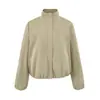 Nova Jaqueta de Outono Estilo Japonês Gola Alta Cordão na Cintura Slim Fit Simples para Uso Externo Casaco Curto Jaqueta Top Feminino