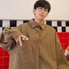 Camisa de Pana Japonesa de Manga Larga para Hombre Moda Otoñal Pana Atractivo Retro Estilo Hong Kong Alta Calidad Holgada Camisa Chaqueta