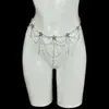 Corrente de Cintura Multicamadas com Pingente de Gota d'Água Transparente Personalizado e Borla Feminina Nicho Sexy Joia de Cintura para Fotografia de Rua e Boate