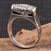 Anillo de Barril de Plata de Ley S925 con Mantra de Seis Palabras al por Mayor, Anillo Abierto Personalizado Unisex, Joyería de Plata Tailandesa