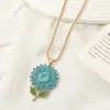 Collar con Colgante de Girasol Estilo Coreano Ins con Pedrería, Estilo Popular de Influencer, Cadena Sencilla y Elegante para la Clavícula, Cadena para Suéter al por Mayor