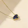 Colar da Sorte Dupla Face 13mm Trevo de Quatro Folhas Colar Aço Titânio Ouro 18K Pingente Simples Luxo Leve Celebridade da Internet Colar Clavícula