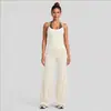Conjunto de roupas fitness transfronteiriço, conjunto de colete esportivo color block de secagem rápida, conjunto de calças retas soltas para corrida ao ar livre, yoga e fitness