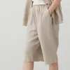 Deer and Andy 2026 Verão Nova Roupa Feminina Algodão Linho Shorts Cor Sólida Toque de Luxo Ramie Casual Calças de Perna Larga Atacado