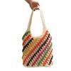 Bolso de hombro de paja tejida con rayas de color directo de fábrica, nuevo bolso tejido hueco, estilo vacacional, bolso de playa, bolso de ocio para mujer