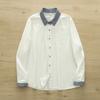 Camisa Feminina Solta Casual de Algodão Nova Retrô Artística com Combinação de Cores para Primavera e Outono Camisa Versátil da Moda