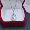 Colar Pingente de Pérola Redonda Forte Clara Fina 12-13mm de Água Doce Joias em Prata S925 Corrente Clavícula Atacado