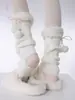 Meias de Tricô para Pés Femininas Primavera e Outono Jk Meias Brancas Empilháveis Y2K Cano Longo Manga de Panturrilha Lolita Bola de Pelo Meias com Renda