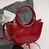 Moda 2025 Nuevo Diseño Casual Cuero Encerado al Aceite Bolso Cubo Portátil Simple Combinable Color Sólido Elegante Bandolera Bolso de Mujer