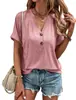 Ropa de Mujer de Comercio Exterior Primavera/Verano 2026 Amazon Wish Productos Nuevos Transfronterizos Blusa de Manga Corta de Color Sólido con Botón Retorcido para Mujer