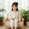 Conjunto de Pijama de Gaze de Algodão de Camada Dupla Classe A para Crianças Meninos e Meninas, Conjunto de Duas Peças para Bebês, Roupas Infantis para Primavera, Outono e Verão, Certificação de Segurança Classe A
