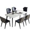 Mesa de Jantar em Ardósia para Apartamento Pequeno Mesa de Jantar Moderna Simples Luxo Leve Retangular High-End Brilhante Conjunto de Mesa e Cadeiras de Jantar