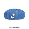 Boina de Mezclilla para Mujer Estilo Coreano Retro Británico Cabeza Grande Mostrar Rostro Botón Pequeño Irregular Sombrero Octagonal Informal de Pintor