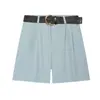 Moda Europea y Americana Transfronteriza Aliexpress Venta Caliente Pantalones Cortos Casuales Plisados con Cinturón