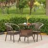 Silla de Ratán Juego de Tres Piezas Mesa de Té y Sillas para Balcón Combinación Cenador Mesa y Sillas de Exterior Patio Balcón Silla de Ocio Mesa y Sillas de Exterior