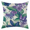 Fronha de Linho Estampada Série Floral Roxa Nova da Temu Transfronteiriça Etiqueta de Decoração de Animal Jit Dropshipping