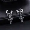 Brincos de moda de rua personalizados estilo europeu e americano para homens, brincos simples de aço inoxidável estilo punk preto, exclusivamente para comércio exterior