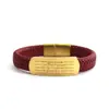 Pulsera de Acero de Titanio Estilo Xizang de Cinco Sutras para Hombres y Mujeres, Pulsera Versátil Color Oro Arena, Pulsera de Cordón de Cuero, Venta al por Mayor