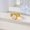 Anillo Cruzado de Acero Inoxidable Chapado en Oro de 18 Quilates, Estilo Nuevo Europeo y Americano, para Mujer, Versátil para el Uso Diario, Joyería de Anillo Abierto Simple y a la Moda