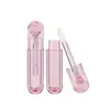 Pedido Jinze: Aplicador de Pincel Redondo Grueso, Tubo de Brillo de Labios Translúcido Rosa con Forma de Corazón, Material de Empaque de Tubo Vacío de Plástico