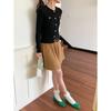 3th Morning Gentle Thousand Gold Style Spinning Lã Chanel Style Gola Redonda Cardigan de Malha ZY2054