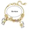 Pulsera transfronteriza con corona dorada, panda y motivos de corazón, joyería elegante de nicho, pulsera ajustable DIY al por mayor