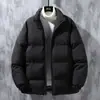 Chaqueta de algodón de color liso con cuello alto para otoño e invierno para estudiantes jóvenes, unisex, engrosada para usar al aire libre, corte holgado, versátil y proporciona calor