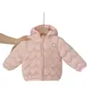 Chaqueta ligera de algodón con relleno de plumón para niñas, abrigo corto de algodón para niños, chaqueta de algodón con capucha para niños, ropa exterior de otoño/invierno para niños pequeños y bebés