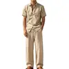 Traje casual de vacaciones transfronterizo de corte holgado, ropa deportiva casual de color liso, traje para hombre, conjunto elegante de dos piezas de lujo ligero