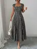 Moda europea y americana transfronteriza para mujer comercio exterior al por mayor sitio independiente de Amazon vestido largo nuevo y elegante con cuello cuadrado y mangas cortas