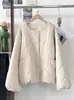 Nueva Ropa de Abrigo para Mujer Otoño/Invierno 2026: Elegante Abrigo de Algodón Amarillo de Moda, Acolchado, Cuello Redondo, Cálido y Grueso