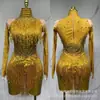 Macacão de strass vestido de noite, modelo desfile, tapete vermelho de celebridade, fantasia para apresentação em festival de música, vestido de baile de fantasia europeu e americano