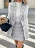 Traje de Amazon transfronterizo europeo y americano 2026, chaleco sin mangas de doble botonadura estilo traje con falda midi de cintura alta línea A