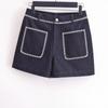 Z Moda Cruzada Primavera e Verão 2025 Novo Estilo Europeu e Americano Moda Feminina Casual Versátil Shorts Jeans Decorados com Fio de Seda 17056