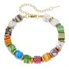 Pulseira de Vidro Colorido Estilo Boho Dopamina para Mulheres, Pulseira de Contas Coloridas Geométricas Retrô, Joia Popular Vendida Transfronteiriça