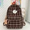 Mochila Escolar Versátil Retro Estudiante de Secundaria Femenina Otoño e Invierno Nueva Mochila Cuadros Coreanos Color Sólido Mochila para Estudiante Universitario y Viajero